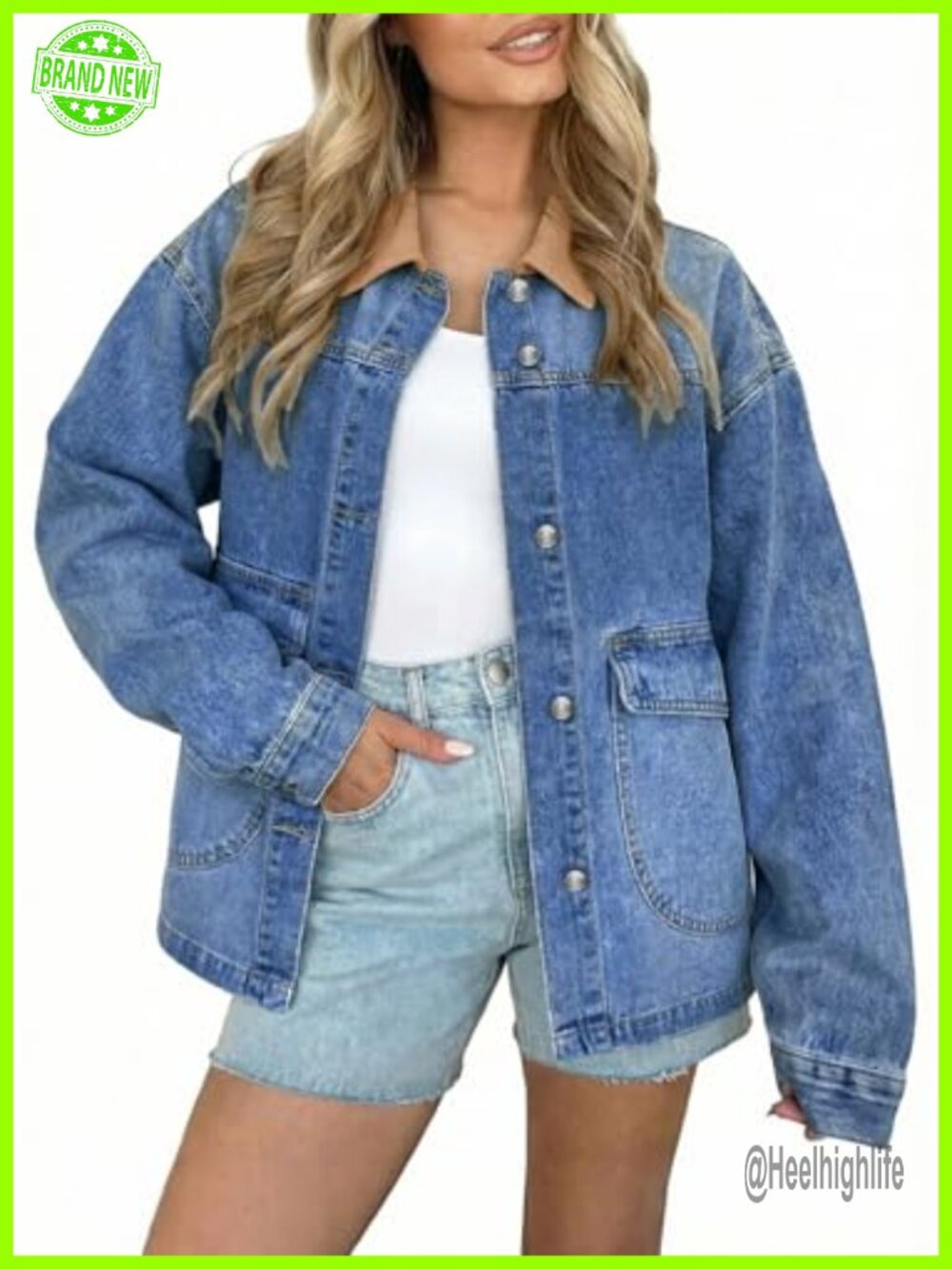 Oversized Denim Jacket Button Down Barn Jacket Women Long Sleeve